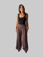 Pantalón Sastrero Wide leg Pardo con elástico atrás