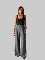 Pantalón Sastrero Wide leg Pardo con elástico atrás