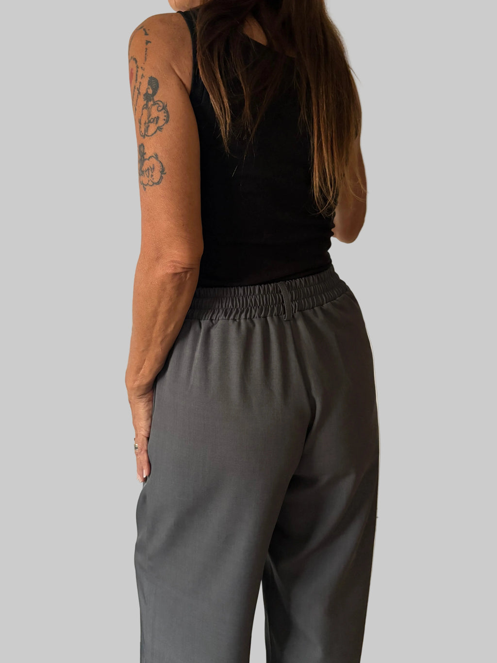 Pantalón Sastrero Wide leg Pardo con elástico atrás