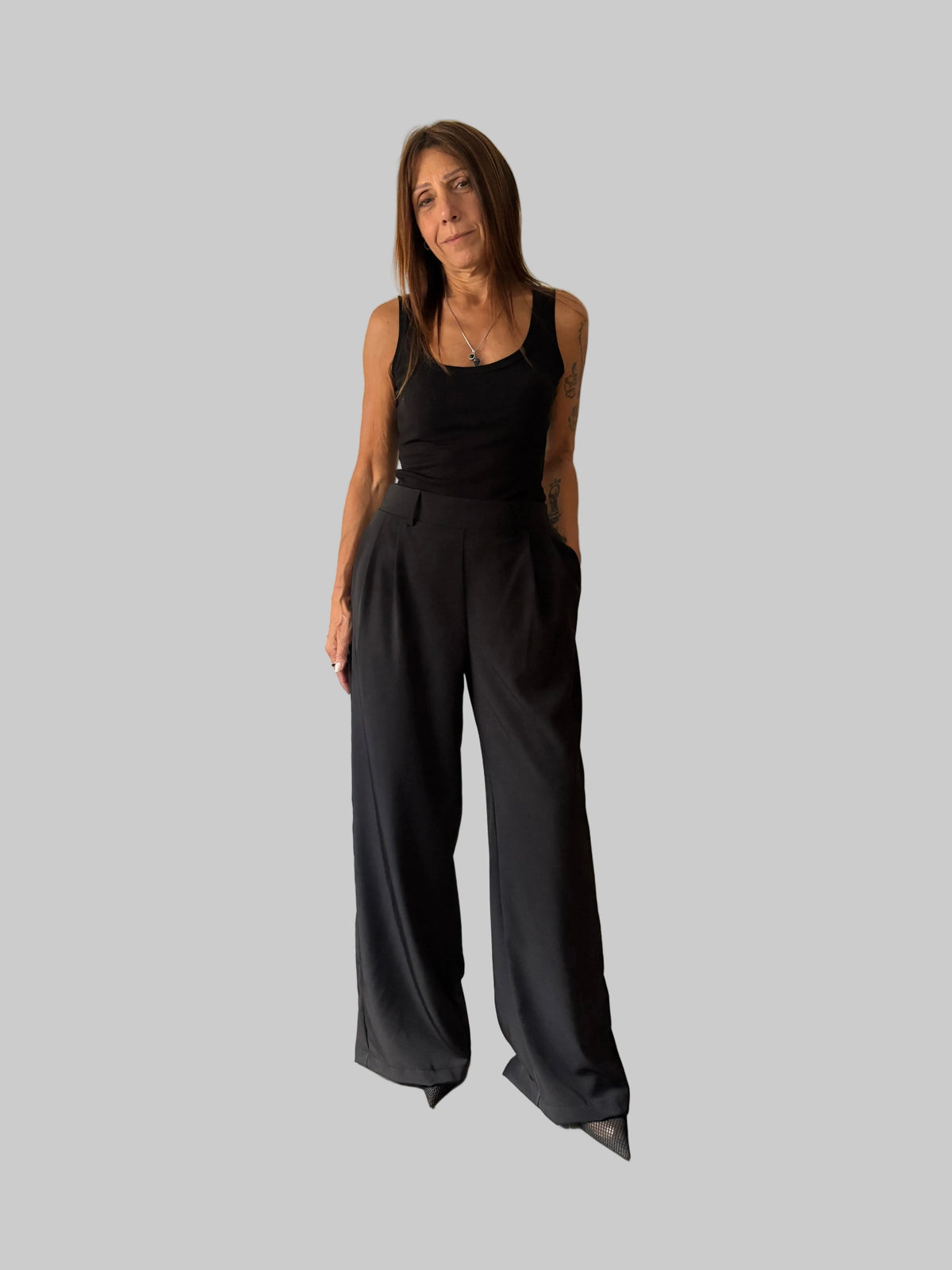 Pantalón Sastrero Wide leg Pardo con elástico atrás