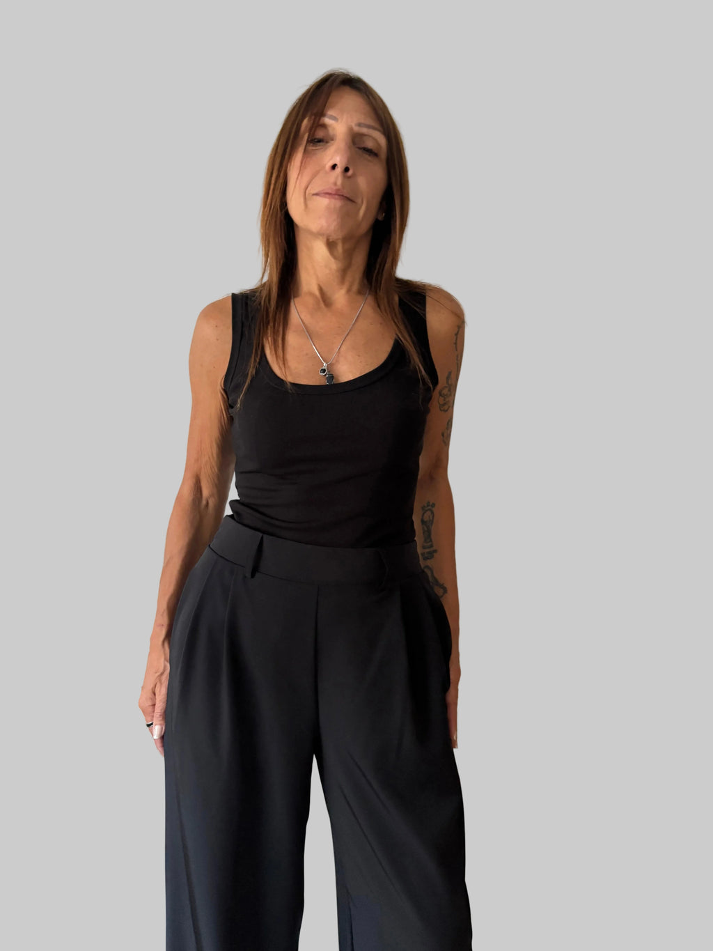Pantalón Sastrero Wide leg Pardo con elástico atrás