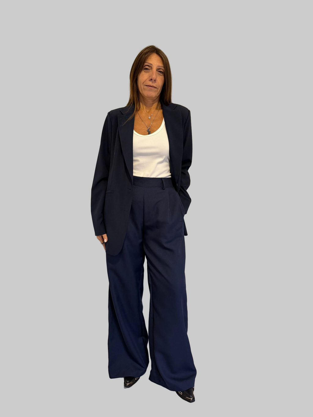 Pantalón Sastrero Wide leg Pardo con elástico atrás