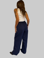 Pantalón Sastrero Wide leg Pardo con elástico atrás